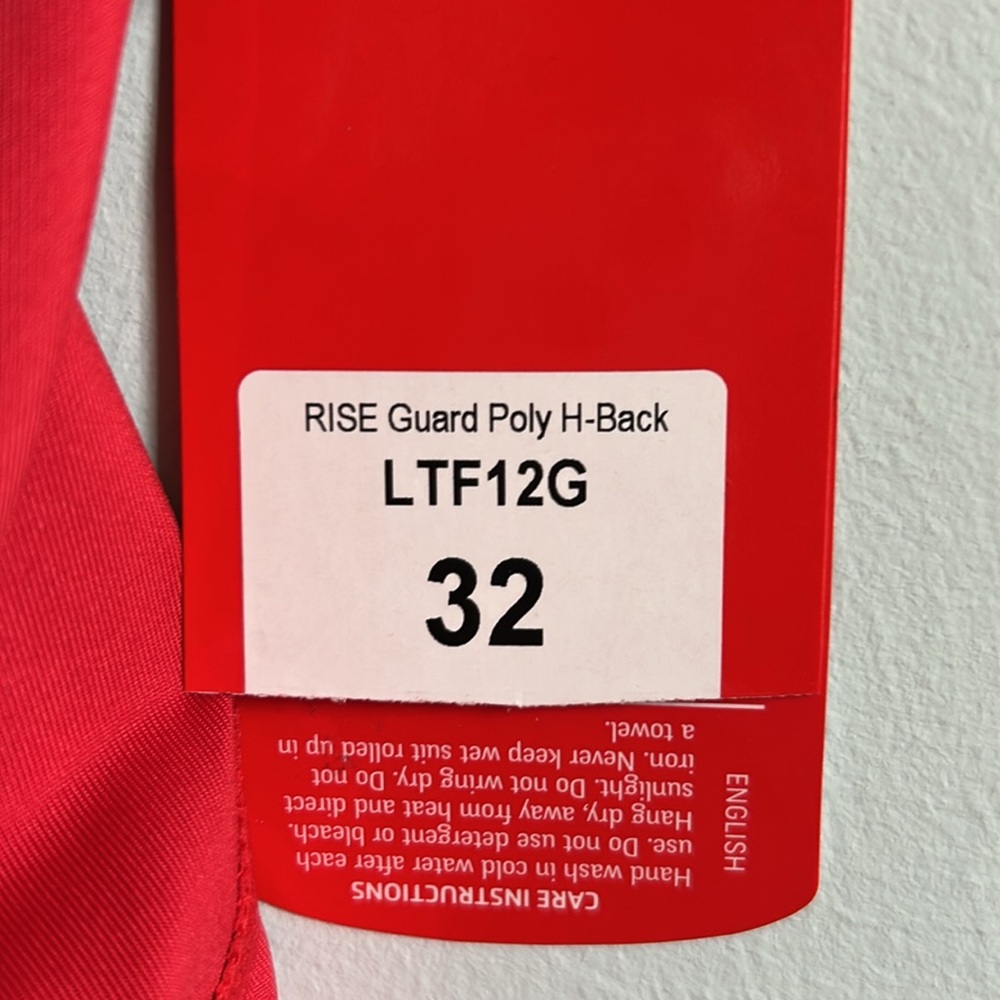 NWT RISE AQUATICS POLY F-H2 BACK ONE-PIECE SWIMSUIT, RED 32 - Picture 6 of 7